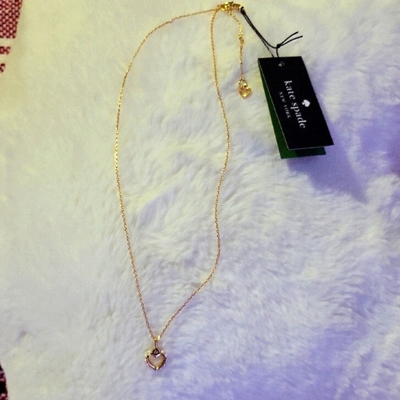 kate spade Gold and White Heart Pendant Necklace - Picture 3 of 5